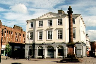 Trades Hall (1804) and the Queensberry Monument, Dumfries