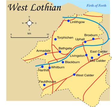 Image result for west lothian map
