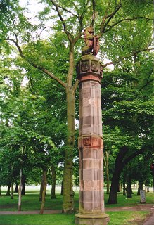 The Mason’s Pillars with unicorn statue in the Meadows, Edinburgh.