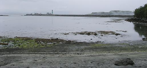 Kildonan Bay with ferry terminal being built at Galmisdale